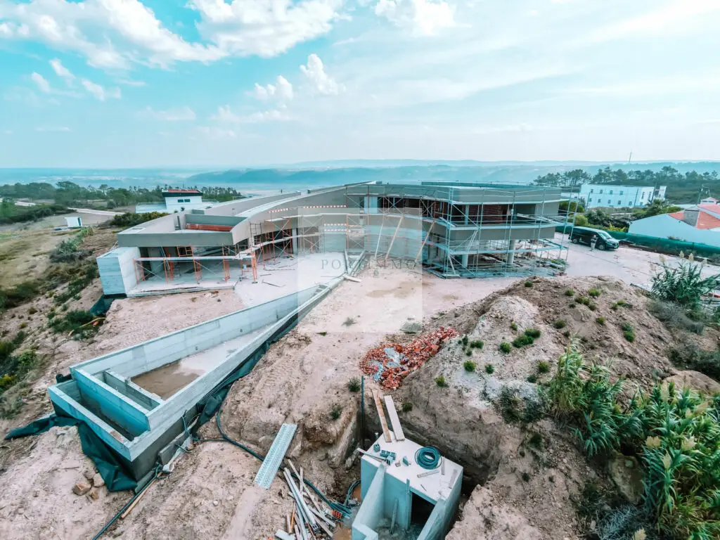 Aerial view of a villa under construction on the Silver Coast
